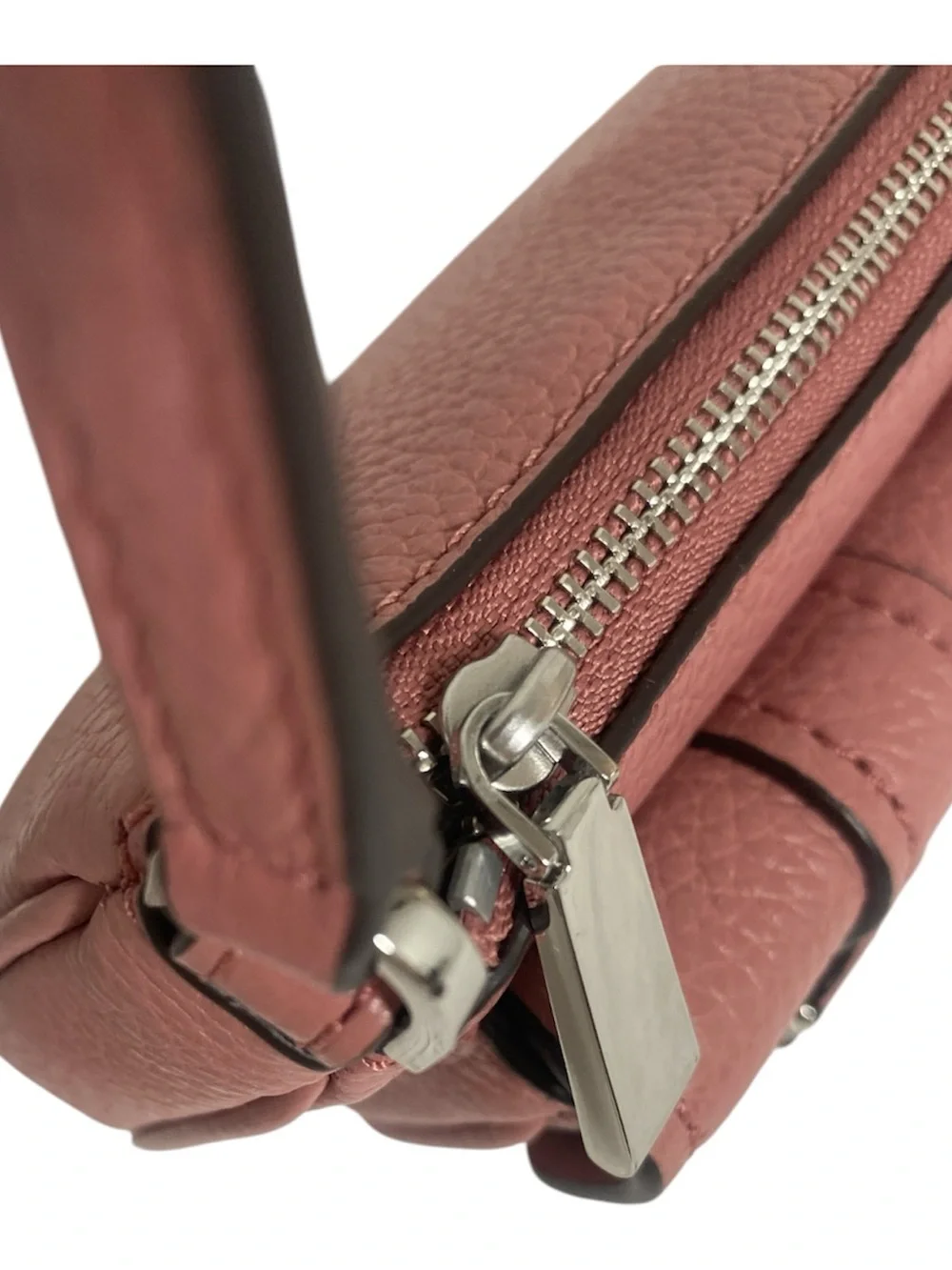 MICHAEL Michael Kors Zoe Rose Pink Leather Pouchette with Front Buckle Pockets